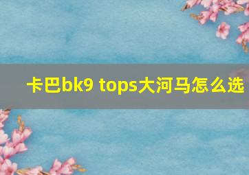 卡巴bk9 tops大河马怎么选